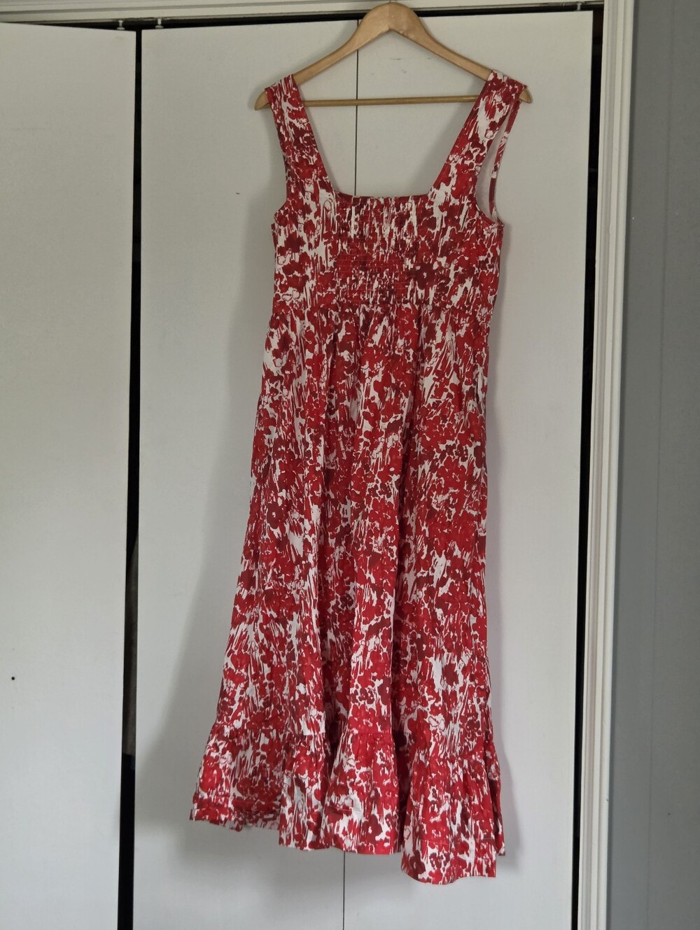 Anthropologie Aureta Red and White Sleeveless Summer Dress - Picture 3 of 5